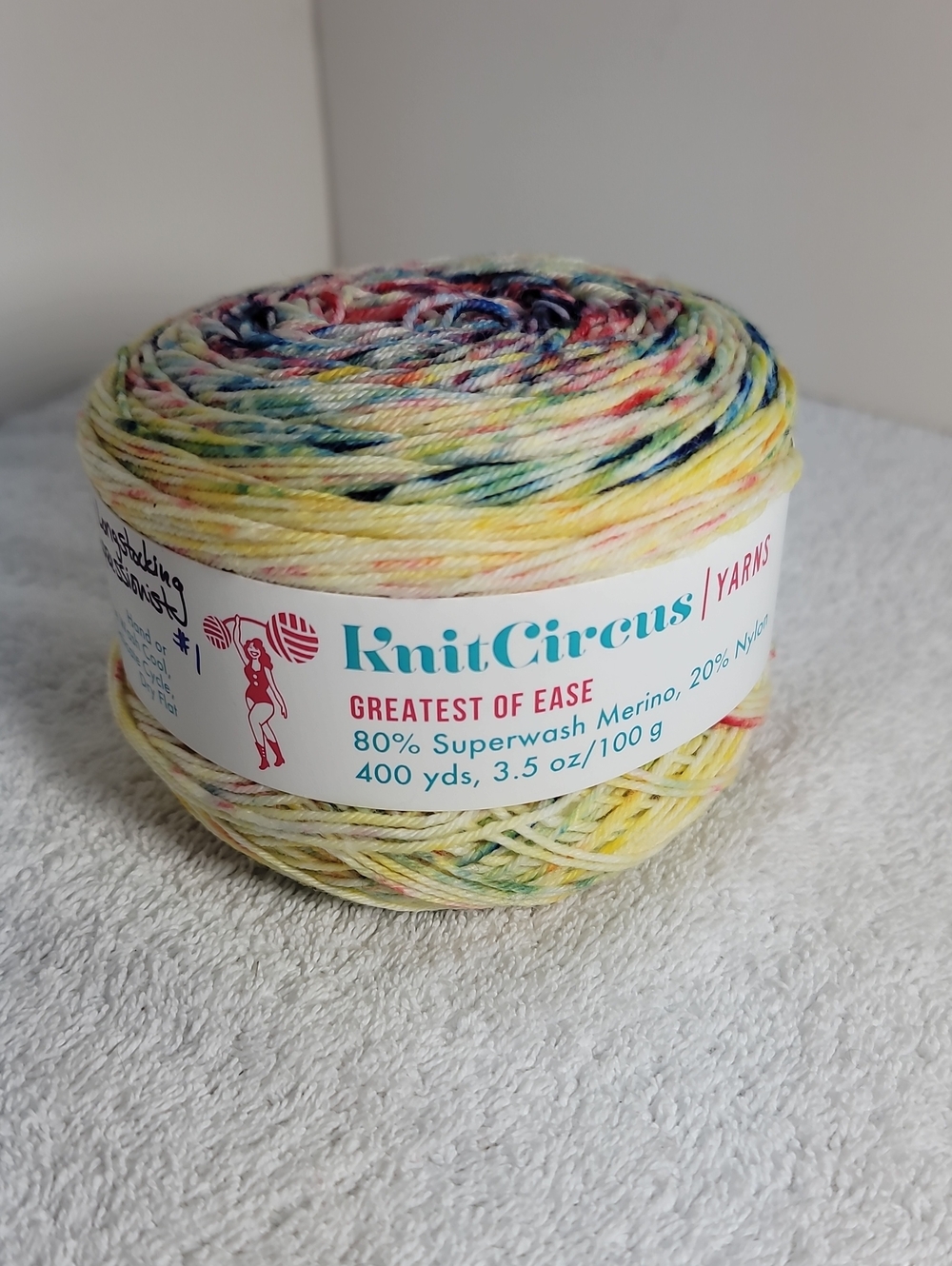 KnitCircus Hand-Dyed Merino Yarn - Yellow Multicolor Cake NWT